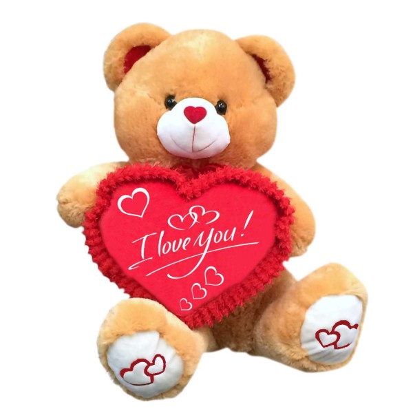 Golden Brown 2.5 Feet Sitting I Love You Heart Teddy Bear